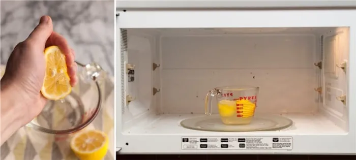 Очистка микроволновых печей с помощью лимонного сока
