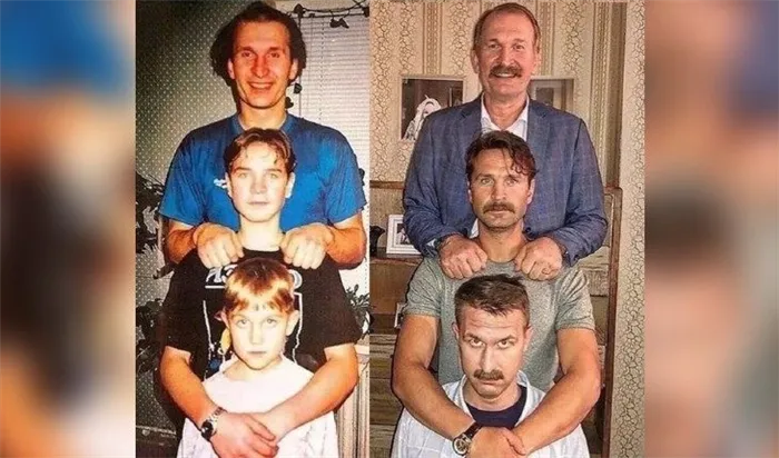 Федор Добронравов и его младшие сыновья - и теперь