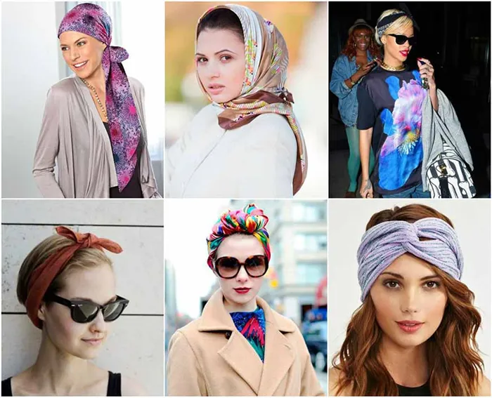 Как носить шарф на голове
