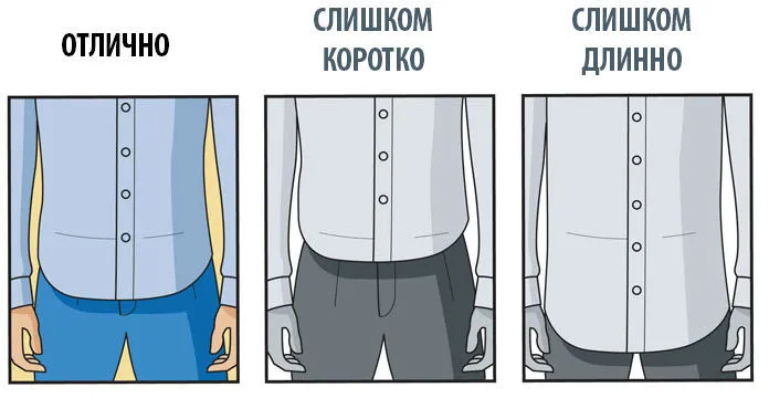 Правильная длина мужской рубашки