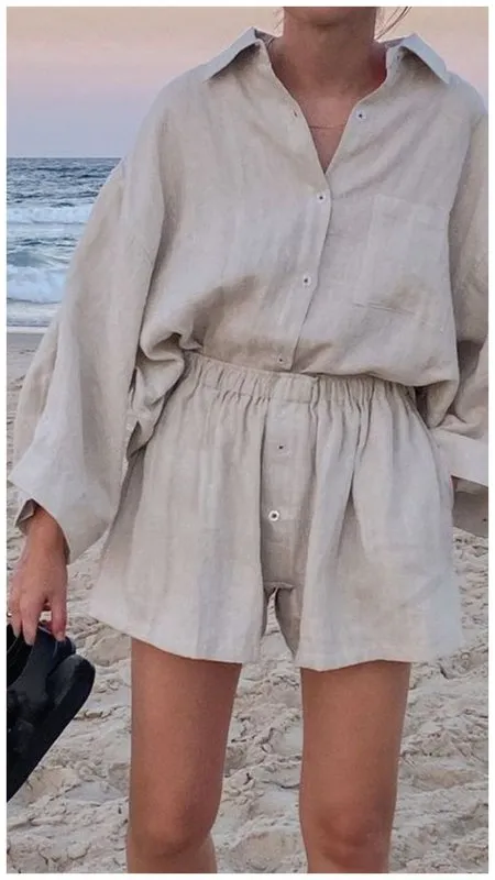 Рубашка и шорты на пляж костюм