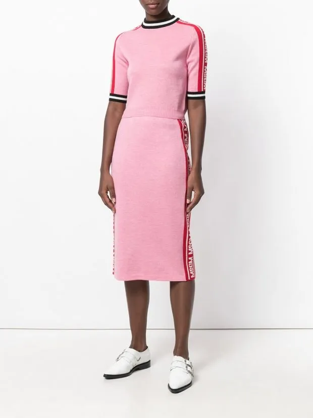 трикотажная юбка розовая