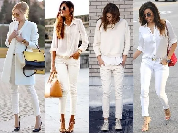 Белые джинсы в сочетании со светлым верхом