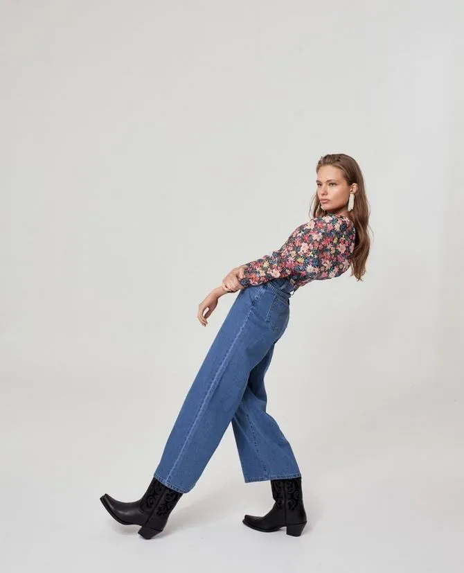 широкие джинсы с высокой талией женские