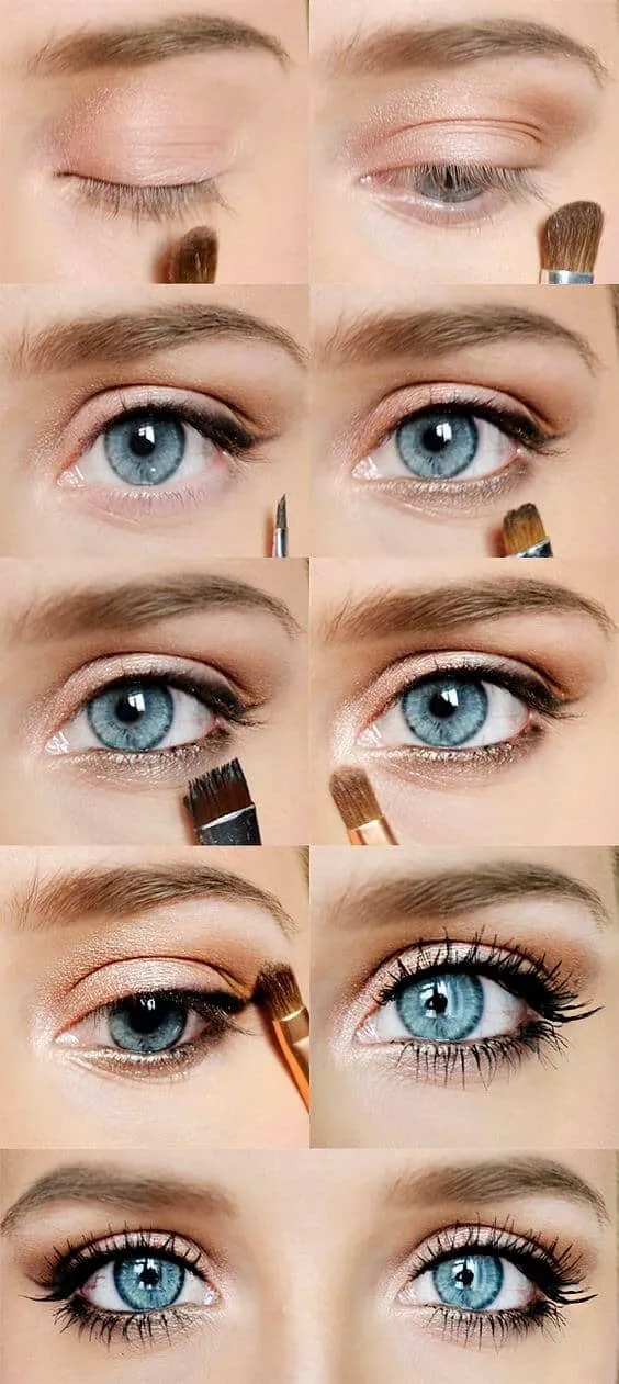 Макияж для голубых глаз: пошаговые примеры с фото