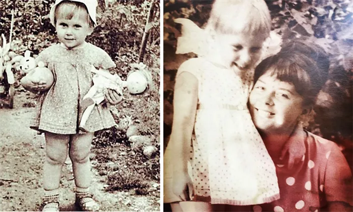 Алена Свиридова в детстве (справа с мамой)