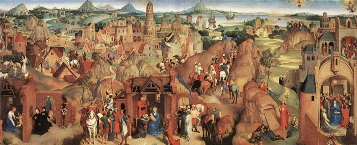 Готика в живописи. Ханс Мёмлинг «Семь радостей Богоматери», 1480 г, дерево, масло