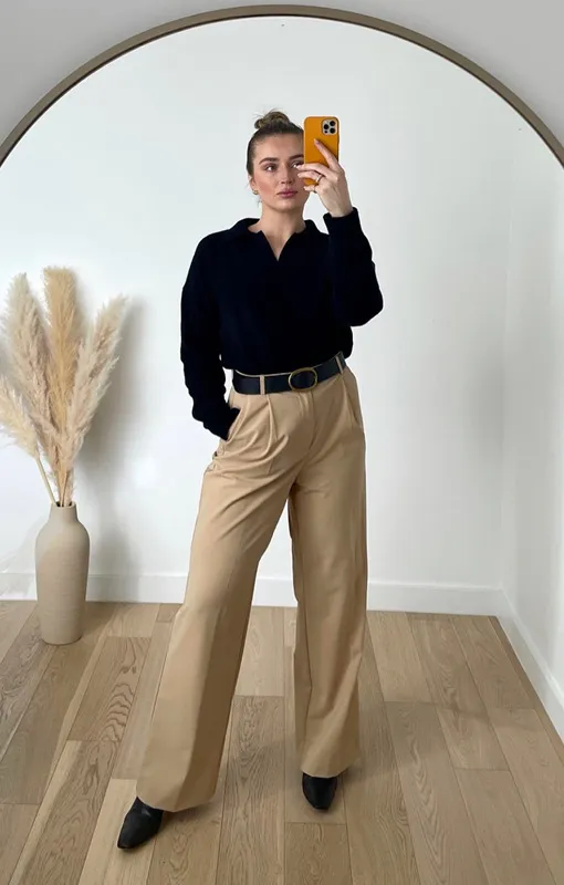 Бежевые женские брюки plus size