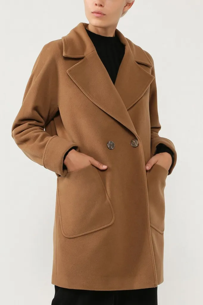 Шерстяное пальто с карманами
