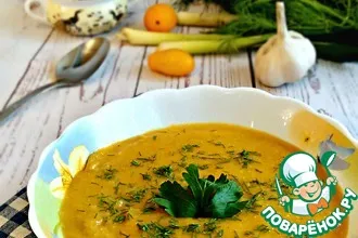 Рецепт: Овощной суп-пюре с чечевицей