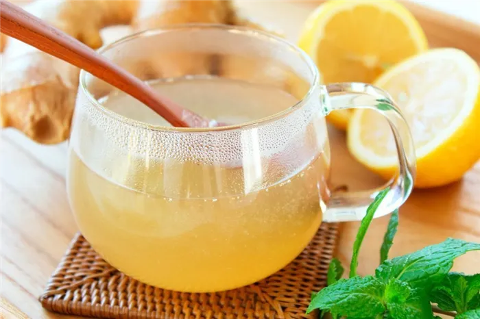 Лимонная вода с огурцом, имбирем и мятой