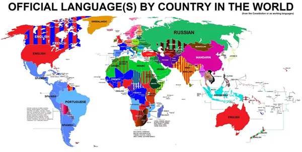 Карта официальных языков мира